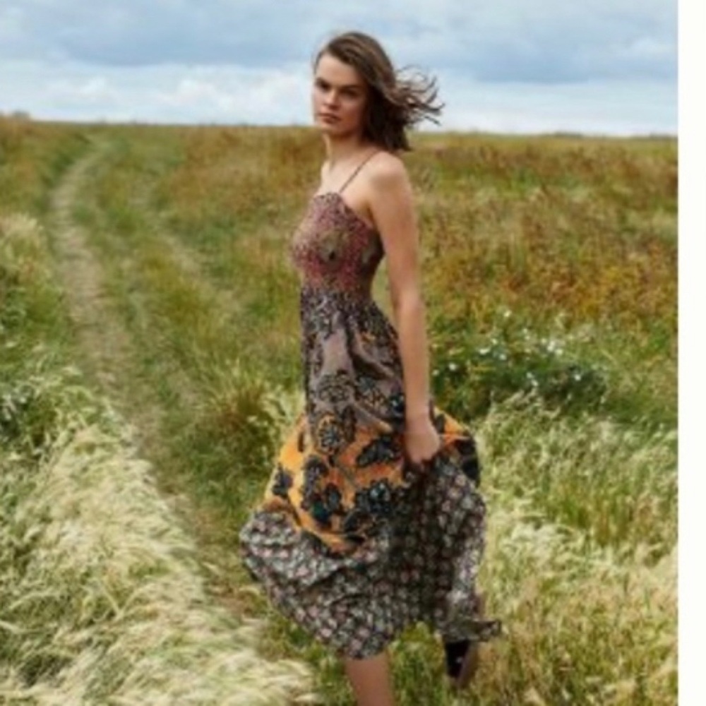 Anthropologie Jamila Smocked Maxi Dress L